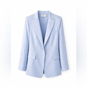 MNG Light Blue Blazer Tailored Chic Minimalist Office Core Jacket- Size 8